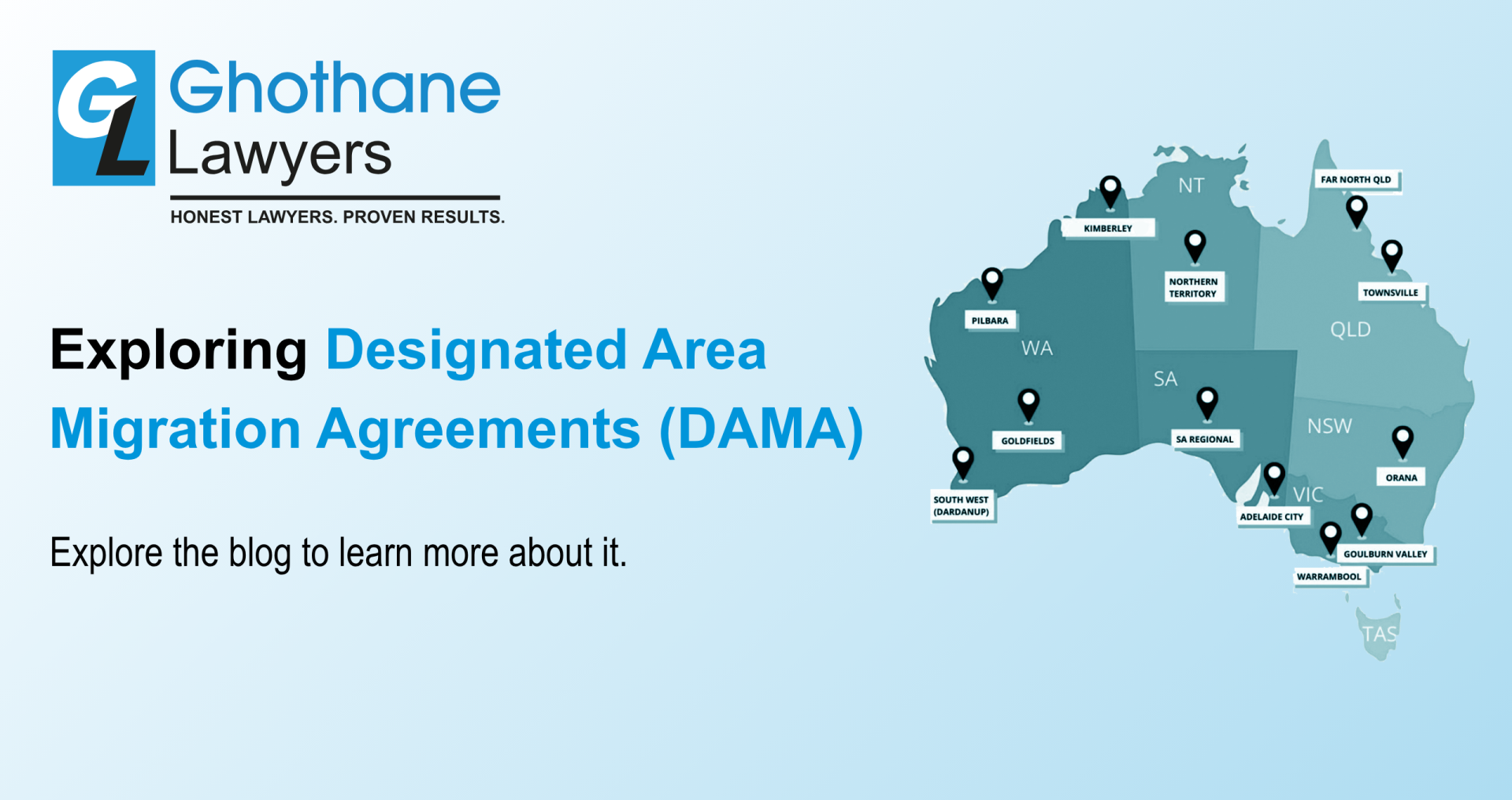 Designated Area Migration Agreements (DAMA) across regional Australia map
